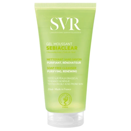 Gel rửa mặt và loại bỏ tế bào chết không chứa xà phòng SVR Sebiaclear Gel Moussant 55ml