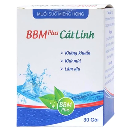 Muối súc miệng BBM Plus Cát Linh (30 gói) làm sạch, kháng khuẩn, kháng virus, khử mùi, giảm đau rát miệng họng