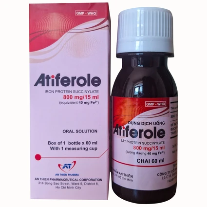 Dung dịch uống Atiferole 53.3mg An Thiên điều trị thiếu sắt và thiếu máu do thiếu sắt (60ml)