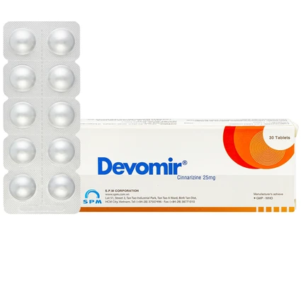 Thuốc Devomir S.P.M phòng ngừa say sóng, say tàu xe, máy bay (3 vỉ x 10 viên)