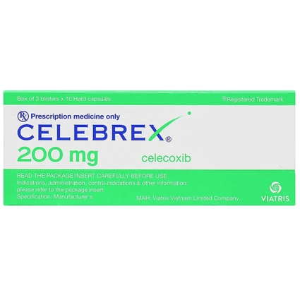 Thuốc Celebrex 200mg Viatris điều trị thoái hóa khớp, viêm khớp dạng thấp (3 vỉ x 10 viên)