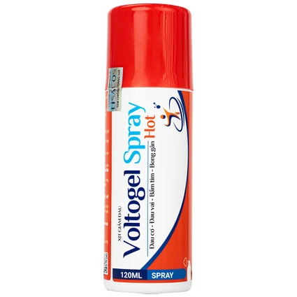 Chai xịt nóng Voltogel Hot Spray 120ml giúp giảm đau cơ, đau vai, bầm tím, bong gân