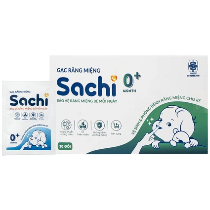 Gạc răng miệng Sachi cho bé sơ sinh (30 gói) làm sạch và bảo vệ răng miệng cho bé