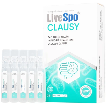 Bào tử lợi khuẩn giúp giảm rối loạn tiêu hóa, cân bằng hệ vi sinh đường ruột LiveSpo Clausy (25 ống x 5ml)