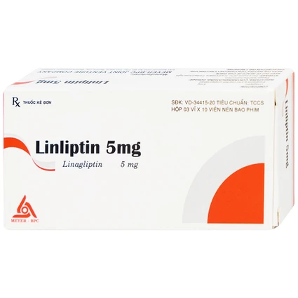 Thuốc Linliptin 5mg Meyer - BPC điều trị đái tháo đường típ 2 (3 vỉ x 10 viên)