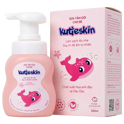 Sữa tắm gội cho bé Kutieskin làm sạch nhẹ nhàng, dưỡng ẩm, an toàn cho da và tóc nhạy cảm của trẻ (200ml)