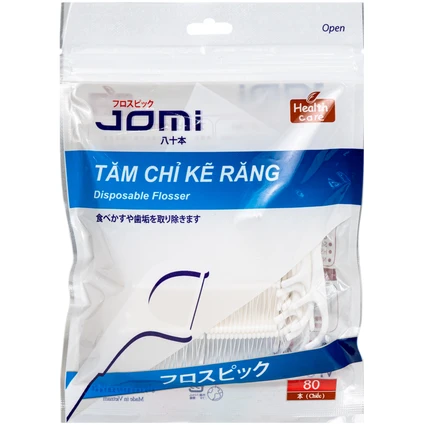Tăm chỉ kẽ răng Jomi Disposable Flosser làm sạch mảng bám, vụn thức ăn trong kẽ răng (80 cây)