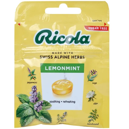 Kẹo Ngậm Ho Không Đường Chanh Bạc Hà Ricola Lemon Mint (15g)