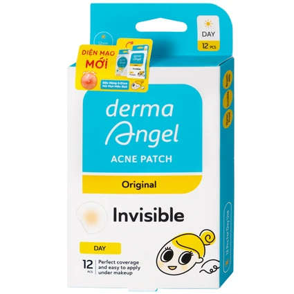 Miếng dán mụn ban ngày Derma Angel (12 miếng) hút mụn, làm lành vết thương sau mụn
