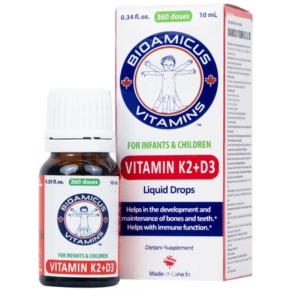 Dung dịch uống hỗ trợ tăng cường hấp thu Calcium Bioamicus Vitamin K2 & D3 (10ml)