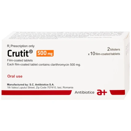 Thuốc Crutit 500mg S.C Antibiotice điều trị các bệnh nhiễm khuẩn do các vi khuẩn nhạy cảm (2 vỉ x 10 viên)