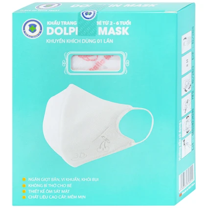 Khẩu trang trẻ em 4 lớp 3D Dolphin Mask (10 cái) ngăn khói bụi, vi khuẩn và giọt bắn