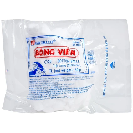 Bông viên Bảo Thạch 50g làm sạch vết thương, thấm máu và dịch tiết