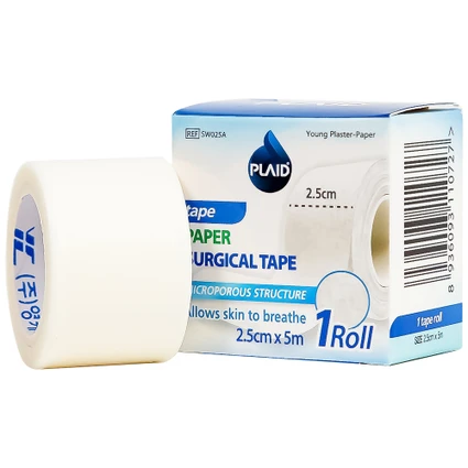 Băng cuộn giấy Plaid Young Plaster-Paper 2.5cmx5m giúp cố định băng gạc và dụng cụ y tế Young chemical