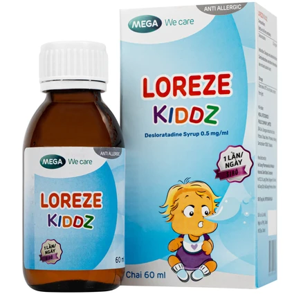 Siro Loreze Kiddz Mega Điều trị viêm mũi dị ứng, mày đay (Hộp 60ml)