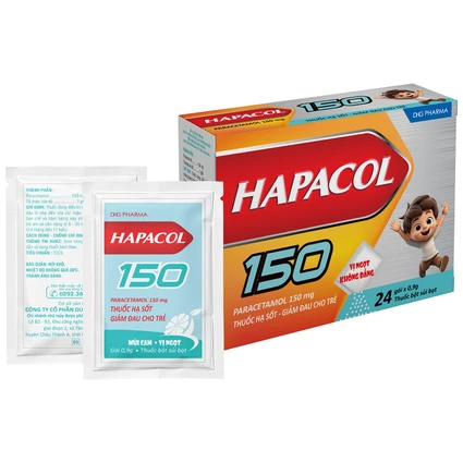 Bột Hapacol 150 DHG giảm đau, hạ sốt (24 gói)