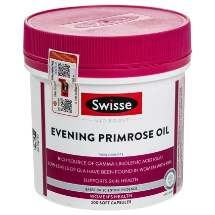 Viên uống hỗ trợ giảm triệu chứng tiền kinh nguyệt Evening Primrose Oil Swisse (200 viên)