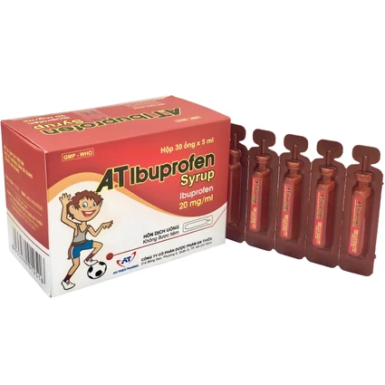 Siro A.T Ibuprofen 100mg An Thiên giảm đau, kháng viêm, hạ sốt (30 ống x 5ml)