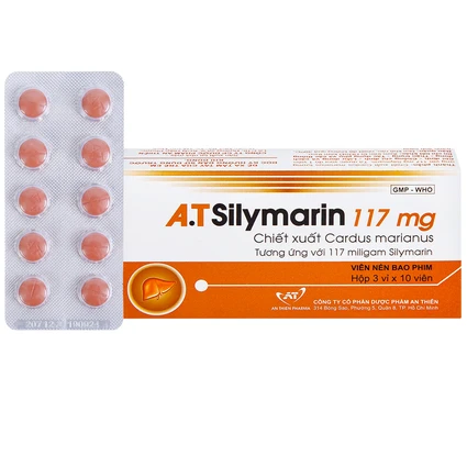Thuốc A.T Silymarin 117mg An Thiên hỗ trợ điều trị bệnh viêm gan mạn tính, xơ gan (3 vỉ x 10 viên)