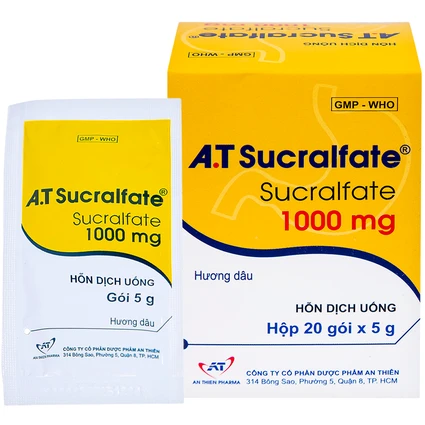 Hỗn dịch uống A.T Sucralfate 1000mg An Thiên điều trị loét dạ dày tá tràng (20 gói x 5g)