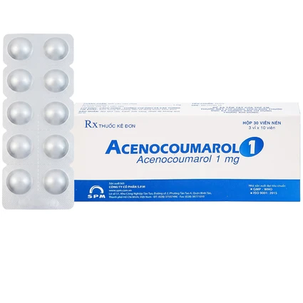 Thuốc Acenocoumarol 1 SPM điều trị và ngăn ngừa bệnh nghẽn mạch (3 vỉ x 10 viên)