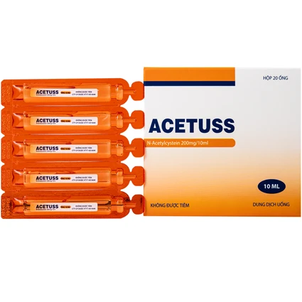 Dung dịch uống Acetuss Hà Nam tiêu nhầy trong bệnh viêm phế quản, bệnh nhầy nhớt (20 ống)