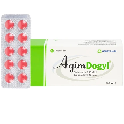 Thuốc Agimdogyl 125mg/750000IU Agimexpharm điều trị nhiễm trùng răng miệng cấp tính, mạn tính (2 vỉ x 10 viên)