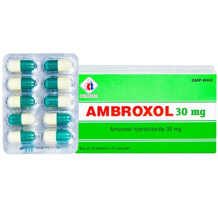 Thuốc Ambroxol 30mg Domesco điều trị viêm phế quản, hen phế quản (10 vỉ x 10 viên)