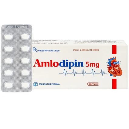Thuốc Amlodipin 5mg Trường Thọ điều trị tăng huyết áp, đau thắt ngực (3 vỉ x 10 viên)