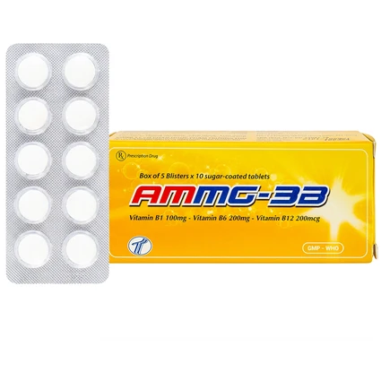 Thuốc Ammg-3B Trường Thọ điều trị bệnh lý thần kinh do thiếu vitamin B1, B6, B12 (5 vỉ x 10 viên)