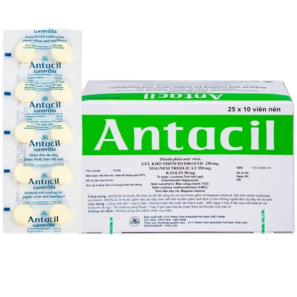 Thuốc Antacil 250mg Thai Nakorn Patana điều trị bệnh loét dạ dày, tá tràng (25 vỉ x 10 viên)