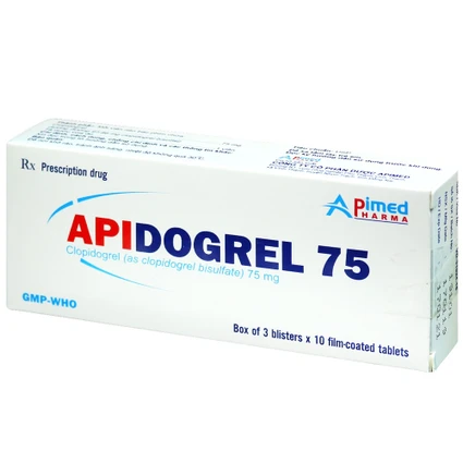 Thuốc Apidogrel 75mg Apimed phòng ngừa các biến cố do huyết khối động mạch (3 vỉ x 10 viên)