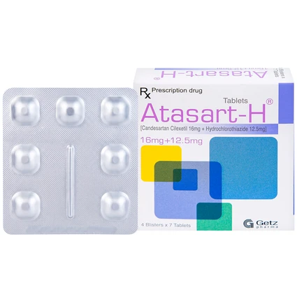 Thuốc Atasart-H 16mg/12.5mg Getz điều trị tăng huyết áp (4 vỉ x 7 viên)