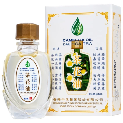 Dầu gió hoa trà Camellia 3.5ml Hong Kong Zung Seon giúp giảm cảm cúm, nghẹt mũi, chóng mặt, nhức đầu