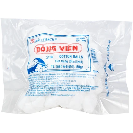Bông viên Bảo Thạch 50g làm sạch vết thương, thấm máu và dịch tiết