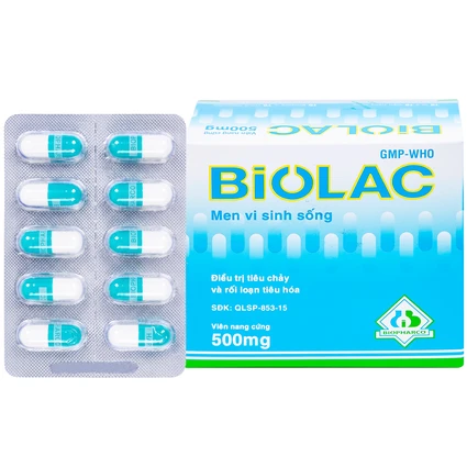 Men vi sinh sống Biolac Biopharco điều trị tiêu chảy, rối loạn tiêu hóa (10 vỉ x 10 viên)