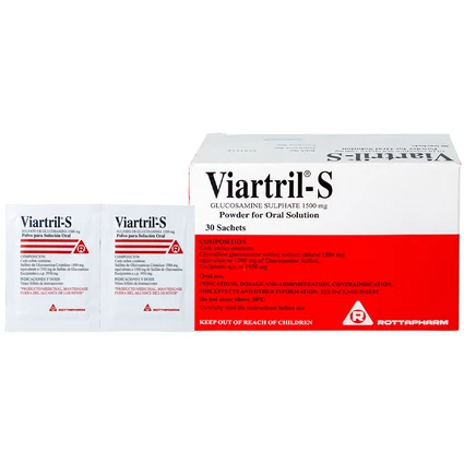 Bột pha uống Viartril-S 1500mg Rottapharm giảm triệu chứng thoái hóa khớp nhẹ và trung bình (30 gói)