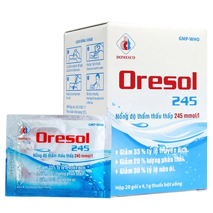 Bột pha uống Oresol 245 Domesco phòng và điều trị mất điện giải và nước trong tiêu chảy (20 gói)