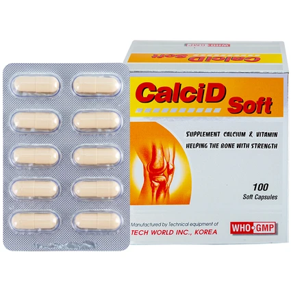 Thuốc Calcid Soft cung cấp Calci và Vitamin D, giúp xương chắc khỏe (10 vỉ x 10 viên)