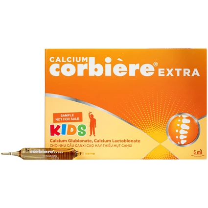 Thuốc Calcium Corbiere Kids Extra Sanofi bổ sung canxi cho trẻ em (3 vỉ x 10 ống x 5ml)