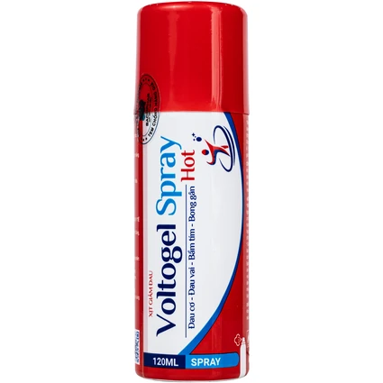Chai xịt nóng Voltogel Hot Spray 120ml giúp giảm đau cơ, đau vai, bầm tím, bong gân