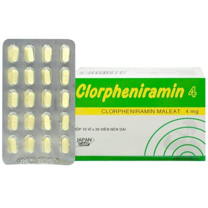 Thuốc Clorpheniramin 4 DHG điều trị viêm mũi dị ứng, chảy nước mũi (10 vỉ x 20 viên)