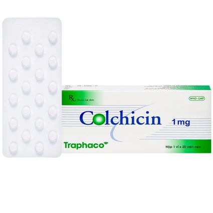 Thuốc Colchicin 1mg Traphaco phòng tái phát viêm khớp do gút và điều trị dài ngày bệnh gút (1 vỉ x 20 viên)