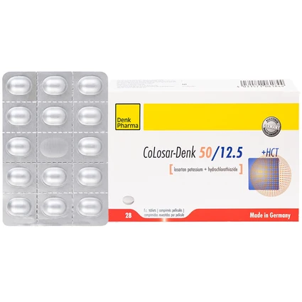 Thuốc Colosar-Denk 50/12.5 Denk điều trị tăng huyết áp (2 vỉ x 14 viên)
