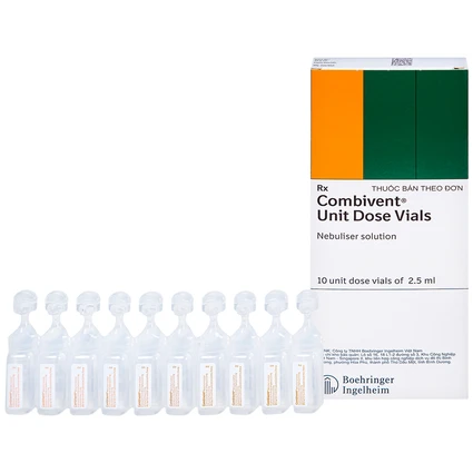 Dung dịch khí dung Combivent Boehringer kiểm soát co thắt phế quản (1 vỉ x 10 ống)