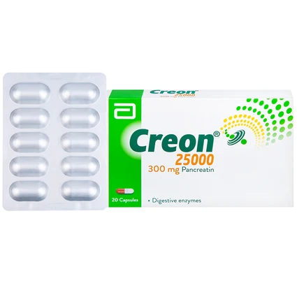 Thuốc Creon 25000 Abbott điều trị thiểu năng tụy ngoại tiết (20 viên)