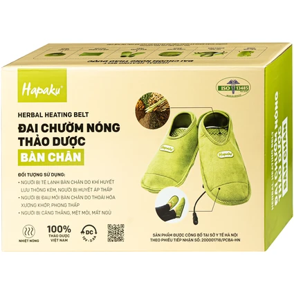 Đai chườm nóng thảo dược bàn chân Hapaku giúp giữ ấm chân, giảm nhức mỏi tê bì bàn chân, lưu thông khí huyết (dùng điện)