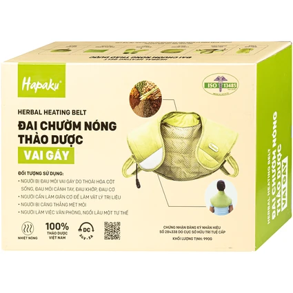 Đai chườm nóng thảo dược vai gáy Hapaku giúp giảm đau cổ vai gáy hiệu quả, giảm căng cứng cơ, tăng tuần hoàn máu (dùng điện)