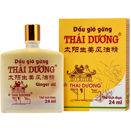 Dầu gió gừng Thái Dương giúp giảm đau đầu, đau lưng, đau dây thần kinh vai gáy (Hộp 24ml)