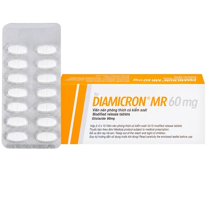 Thuốc Diamicron MR 60mg Servier điều trị tiểu đường típ 2 (2 vỉ x 15 viên)